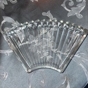 Vtg Kromex Curved Clear Glass Lazy‎ Susan Appetizer Dish Replacement Art Deco
